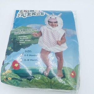 Baby Girl Infant Size 0-9 Mos Unicorn Fairy w Wings & Hood Halloween Costume